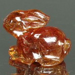 KG-023 Hand Carved genuine Natural Spessartite Garnet in Rabbit bunny animals Shape Statue